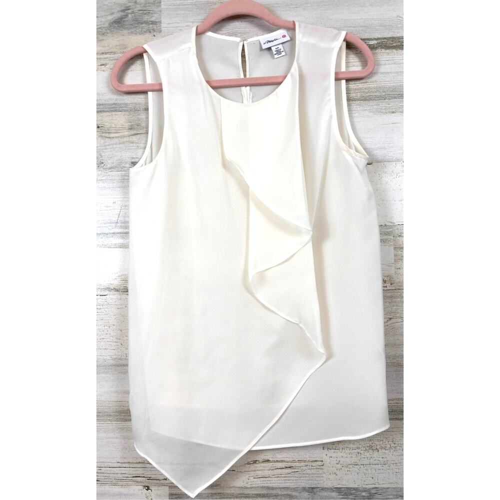 3.1 Phillip Lim Womens S White 100% Polyester Luxe Designer Sleeveless Blouse